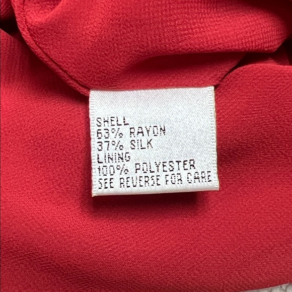 Talbots Crushed Velvet Burnout Wavy Swirl Pattern Coral Lined Silk Blend Top - Picture 6 of 8